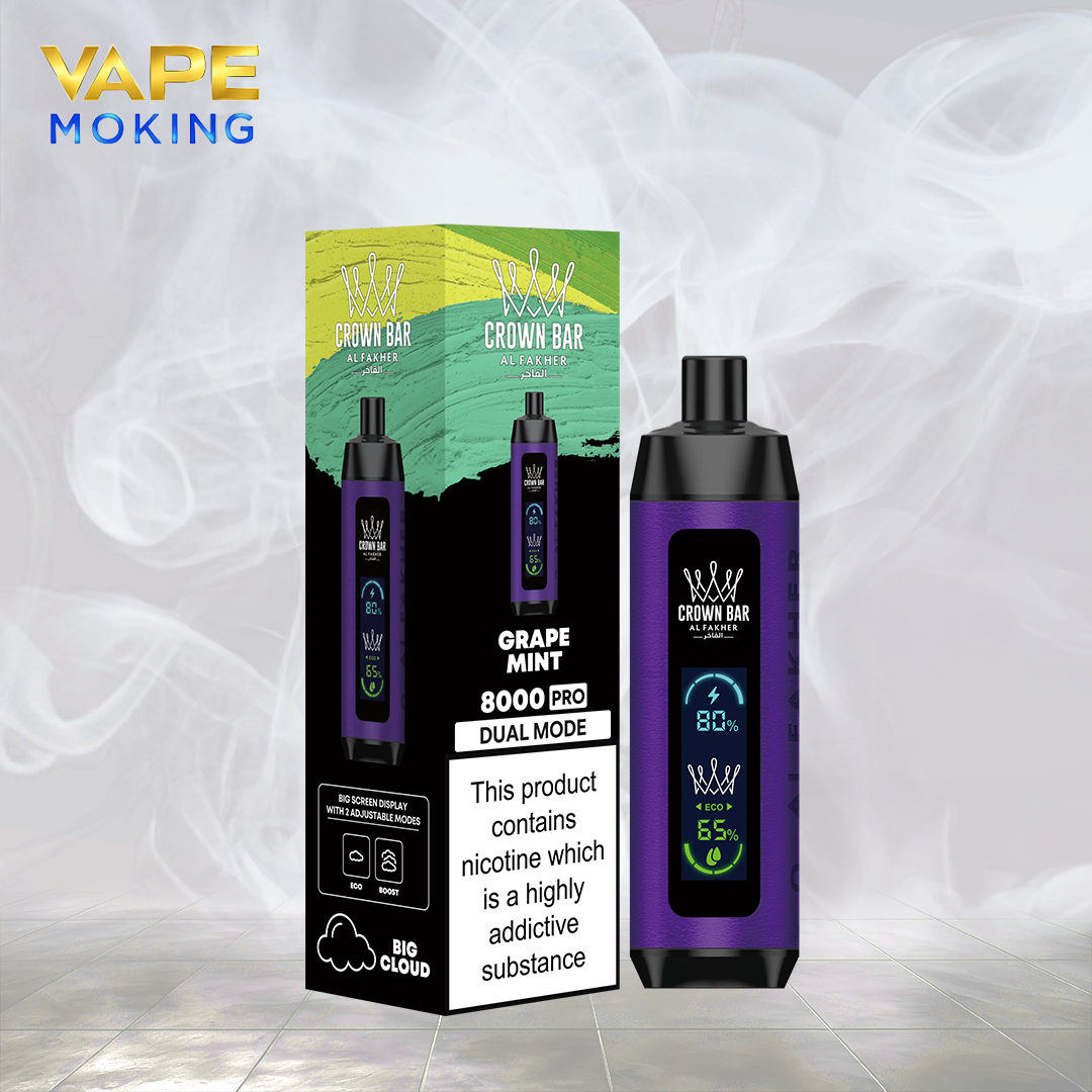 Al Fakher Crown Bar 8000 Grape Mint AL FAKHAR 8000 PUFFS  Vape MoKing Al  Fakher Crown